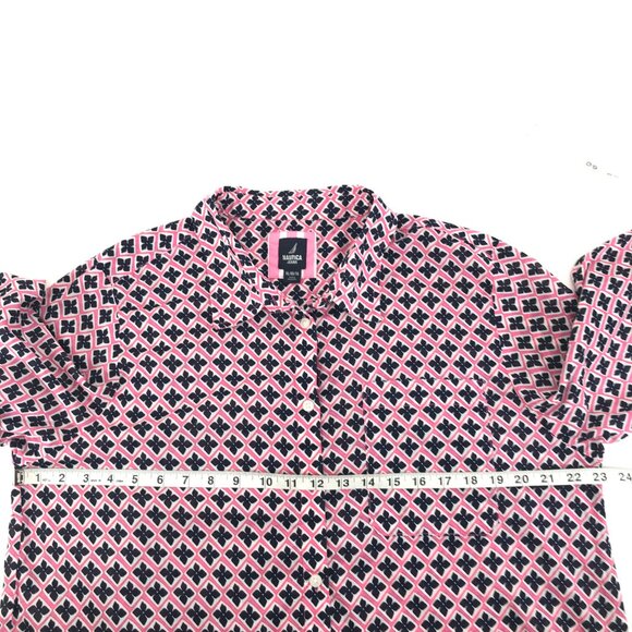 Nautica Jeans Geometric Print Button Down Shirt Women's XL Long Sleeve Cotton - Picture 8 of 11